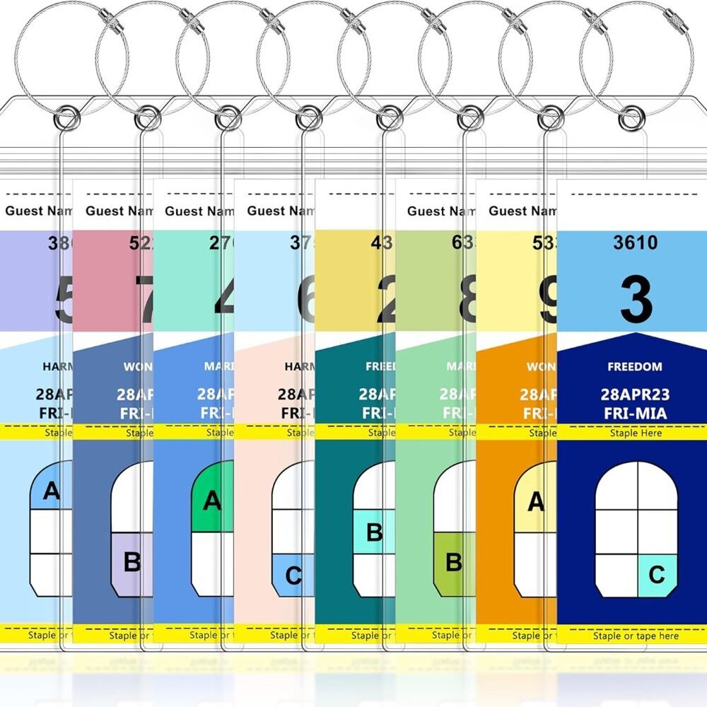 8 Pack Luggage Tags Travel Essentials & Cruise Essentials for NCL, Princess, Car - Picture 1 of 7